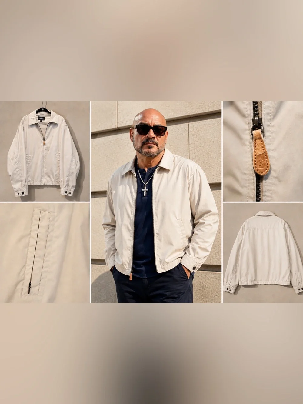 London Fog Men’s Cream Lightweight Blouson Harrington Jacket Size L